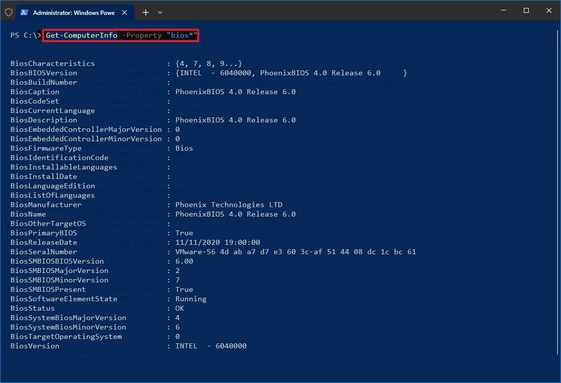 PowerShell Get-ComputerInfo with Property option