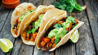 Sweet potato and black bean in tortilla wrap