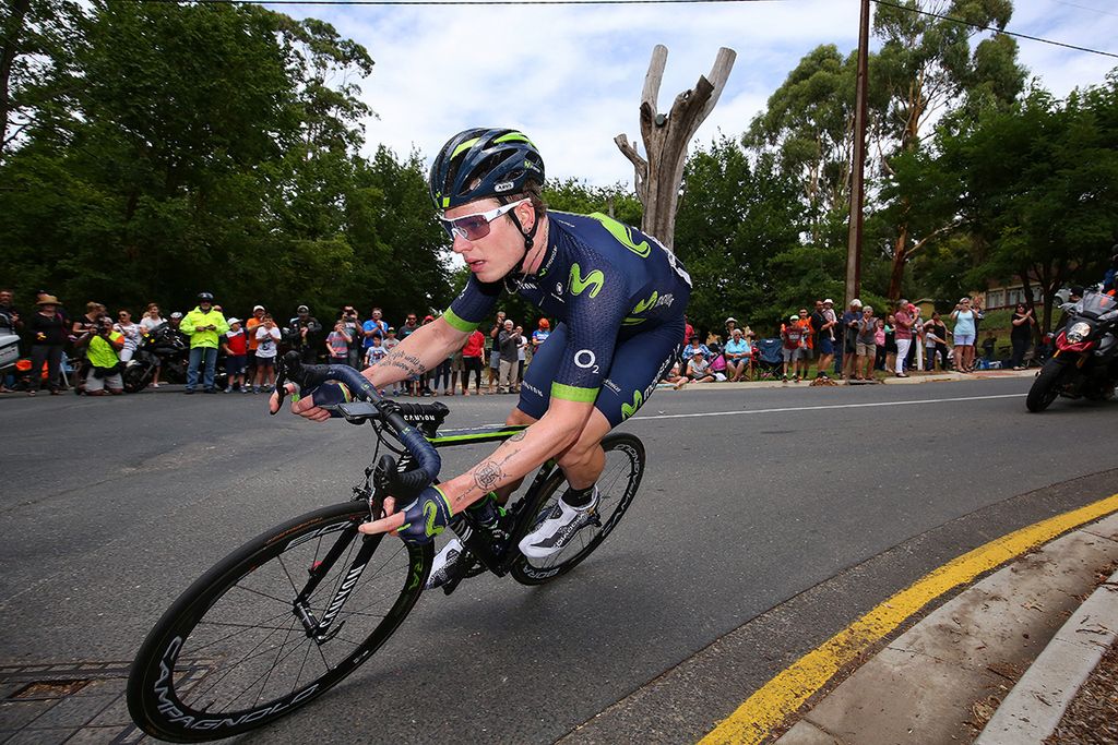 Lone breakaway artist Jasha Sutterlin (Movistar)