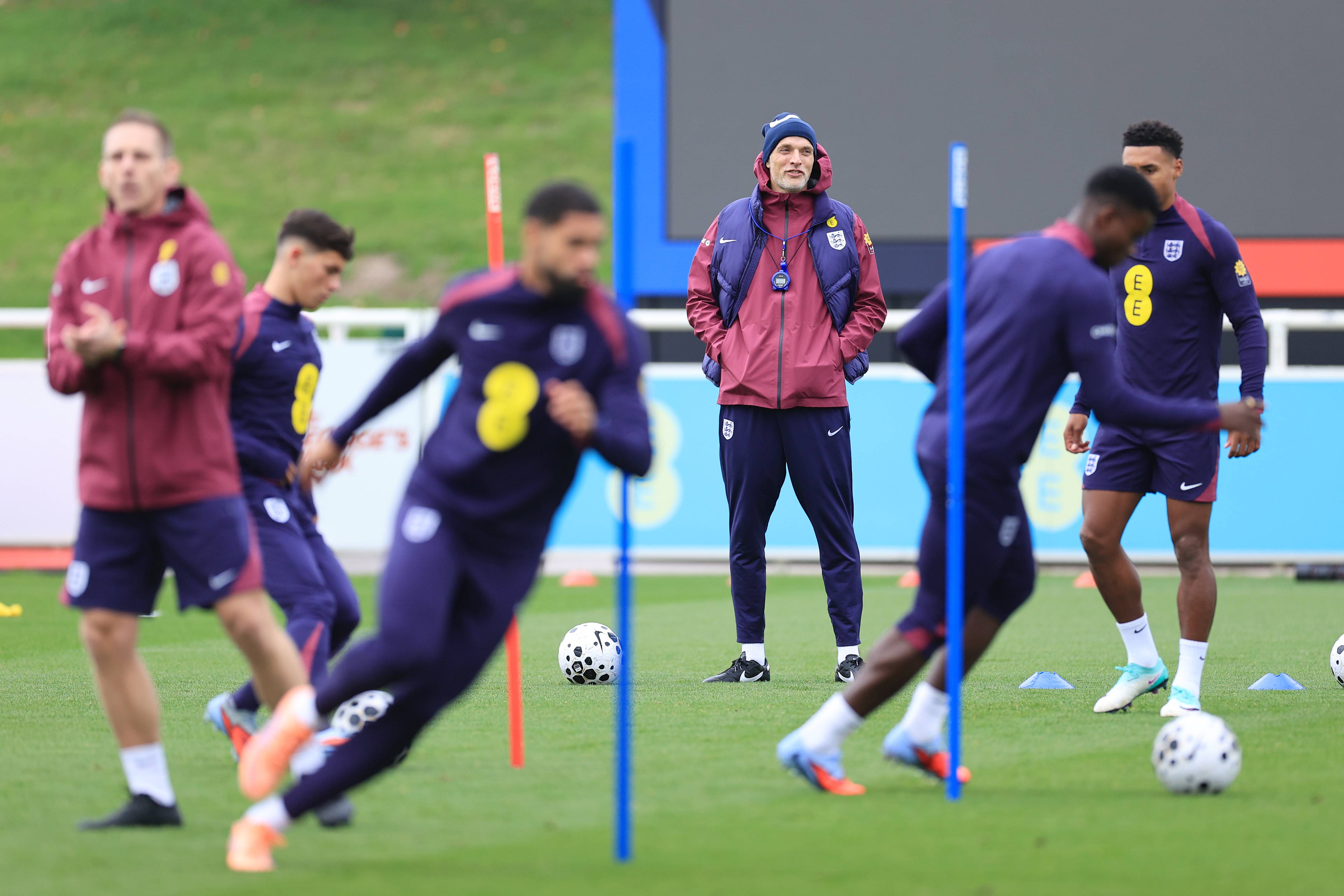 England manager Thomas Tuchel watches on at St George's Park