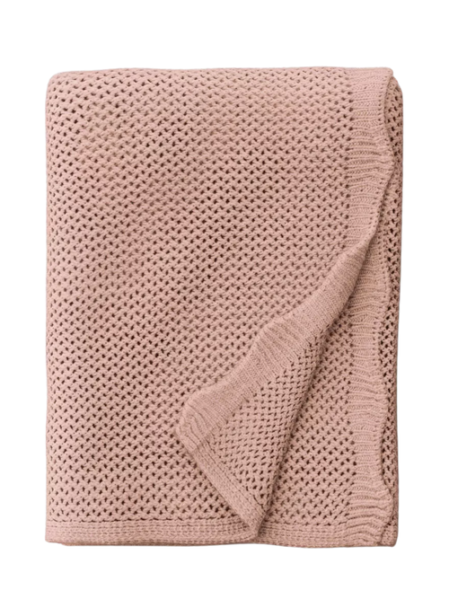 Knit Throw With Scalloped Edge 