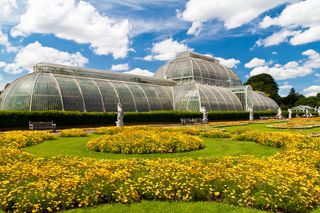 A greenhouse at the Royal Botanic Gardens, Kew in London.