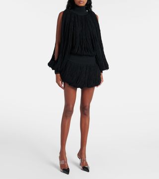 Fringed Wool Miniskirt