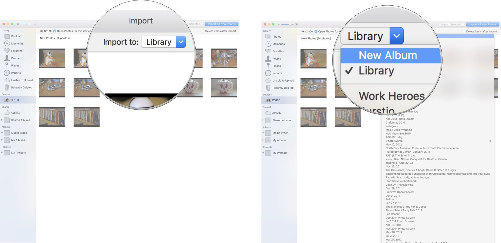 Import library c. IPHOTO Mac.