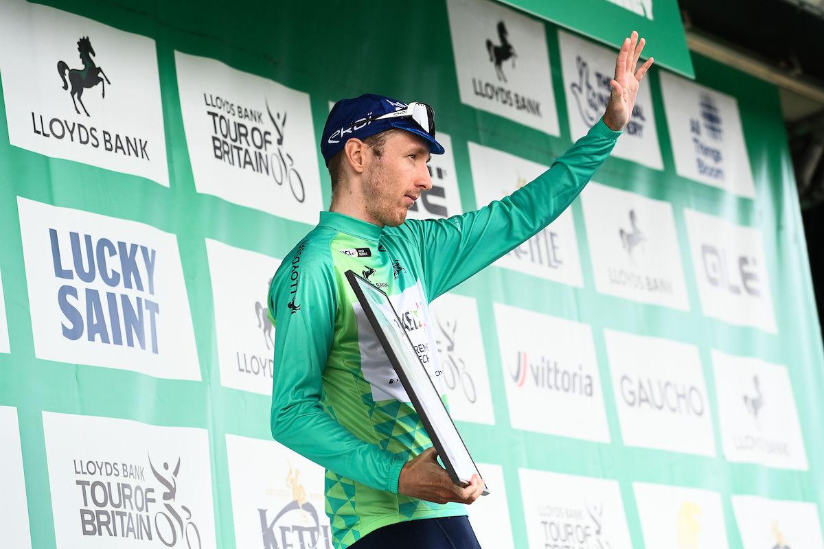 Picture by Simon Wilkinson/SWpix.com - 04/09/2024 - Lloyds Bank Tour of Britain 2024 - Stage 2:&Acirc;&nbsp;Darlington to Redcar, England - Stevie Williams (Israel - Premier Tech) leading the General Classification