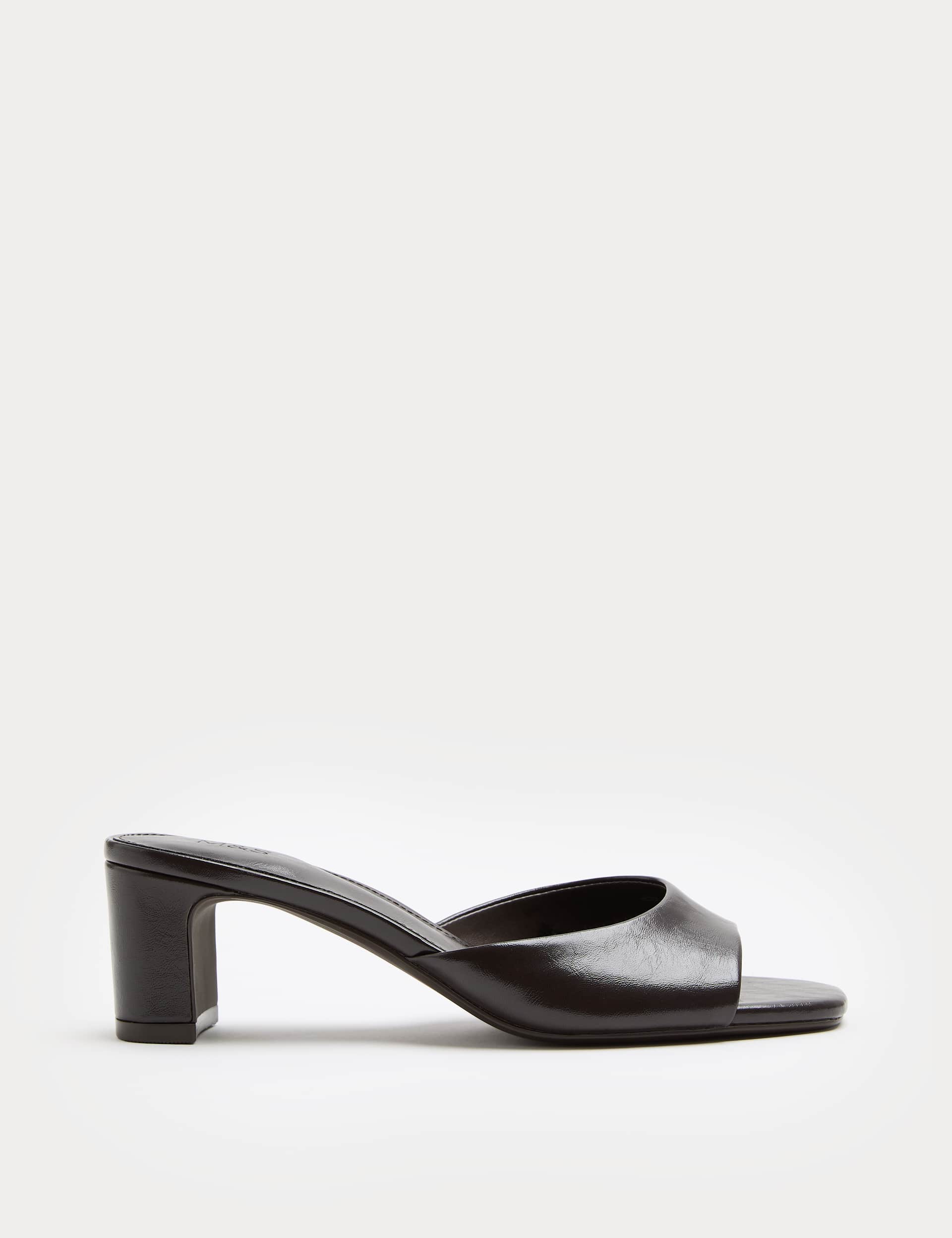 Block Heel Peep Toe Mules