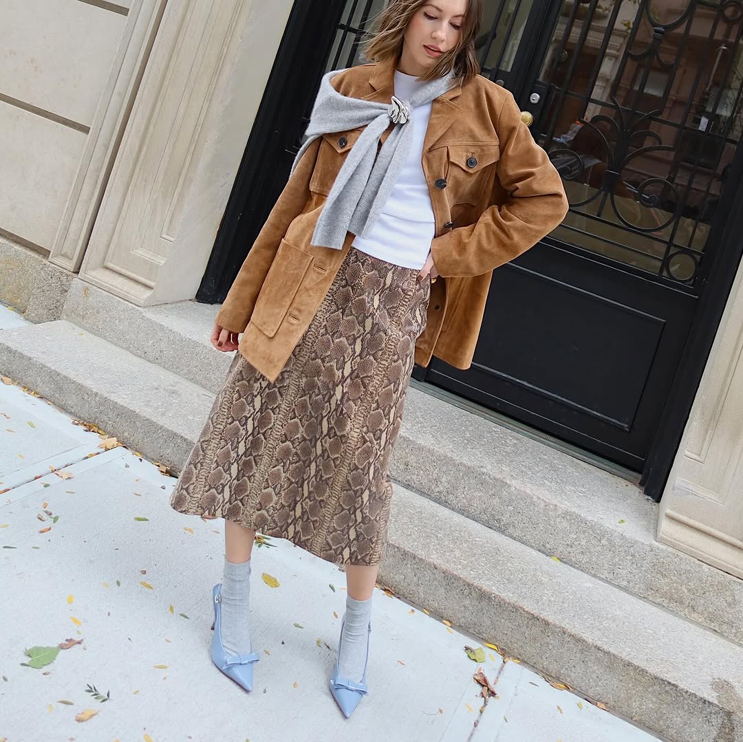 woman wearing icy blue color trend spring 2026