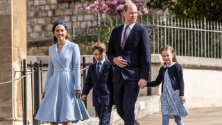 Kate Middelton, Prince George, Prince Willam and Princess Charlotte at Easter Sunday service 2022