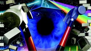 Illustration featuring visual elements associated with Pink Floyd