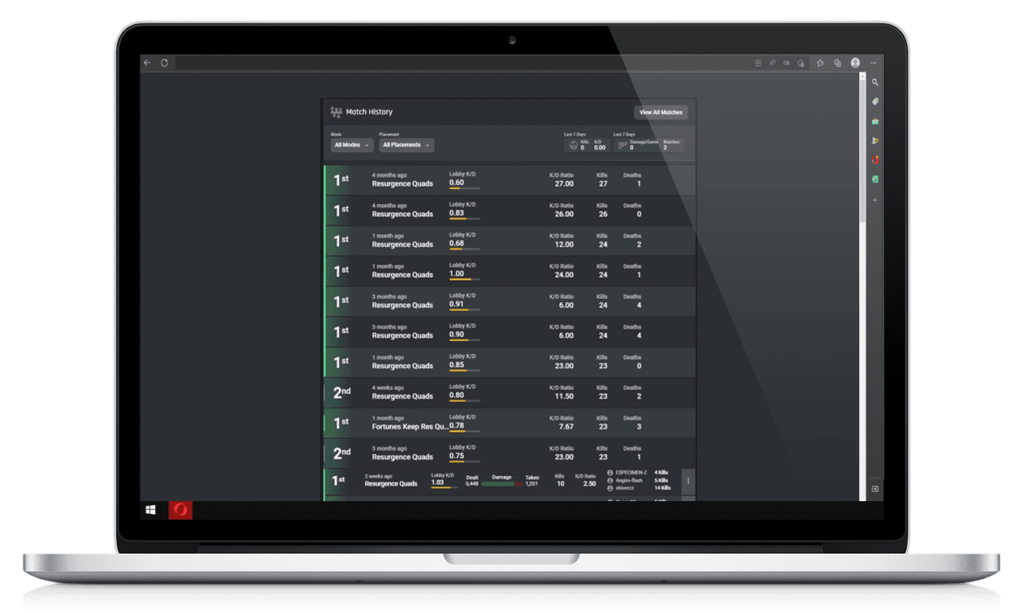 SweatVPN match history