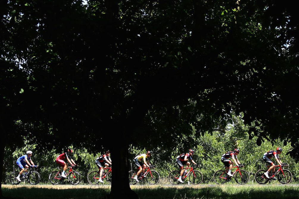 Tejay van Garderen's BMC teammates shepherd the race leader through stage 5 of the 2018 Tour of California