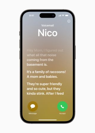 An iPhone screen displaying a live voicemail coming through similar to a call