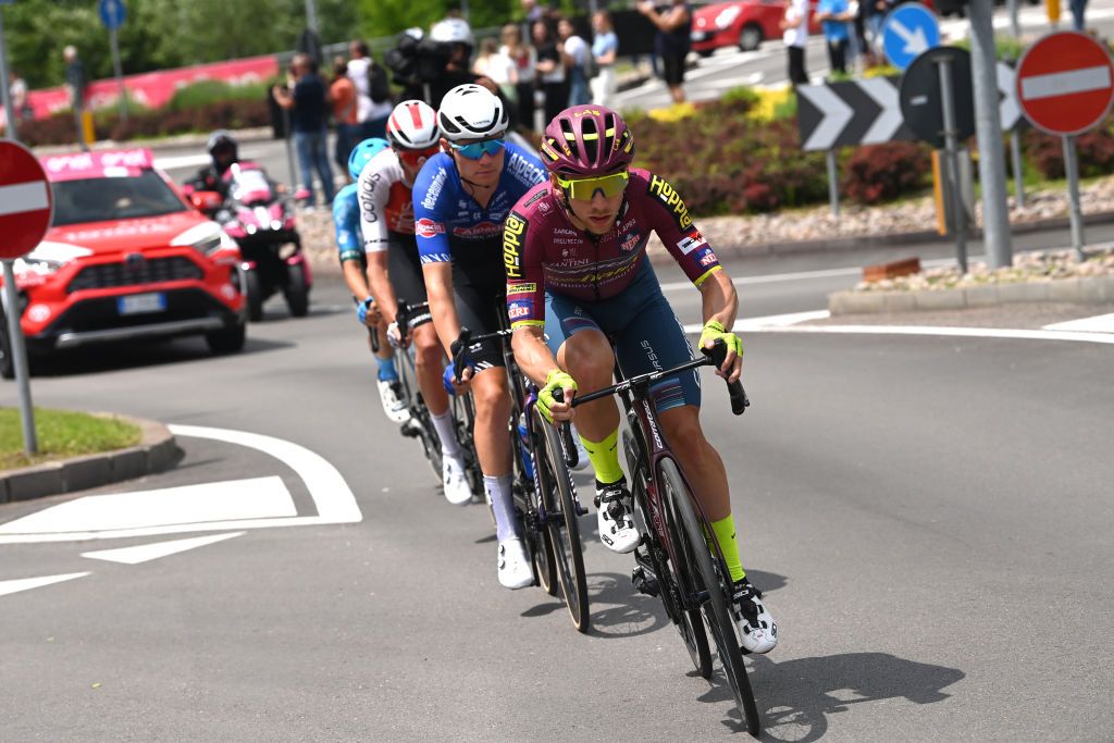 CAORLE ITALY MAY 24 Charlie Quarterman of The United Kingdom and Team Corratec Selle Italia competes in the breakaway during the the 106th Giro dItalia 2023 Stage 17 a 197km stage from Pergine Valsugana to Caorle UCIWT on May 24 2023 in Caorle Italy Photo by Tim de WaeleGetty Images