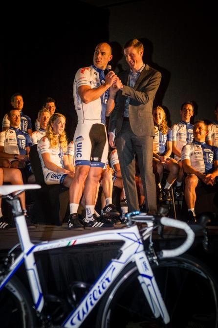 Karl Menzies provides comic relief during the team presentation