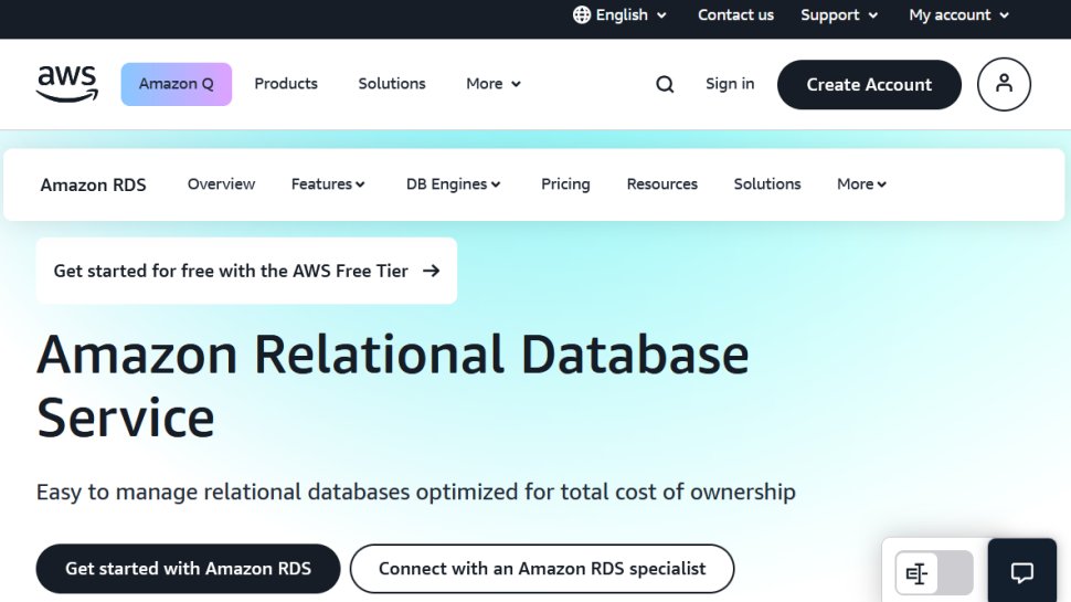 Amazon Relational Database Service website screenshot (May 2025).