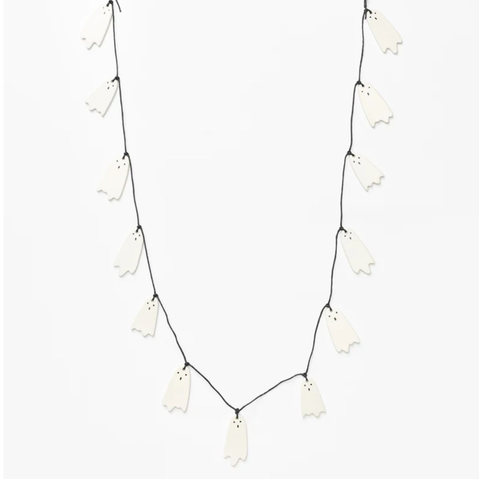 Ceramic ghost garland with black string
