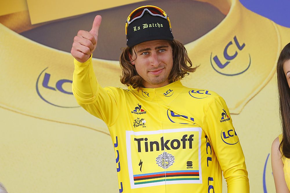 Peter Sagan (Tinkoff) in the yellow jersey at the Tour de France