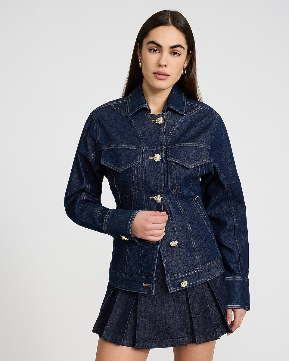 Express, Novelty Button Fitted Denim Jacket