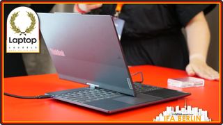 Lenovo Auto Twist AI PC at IFA 2024 with Laptop Laurel border around it