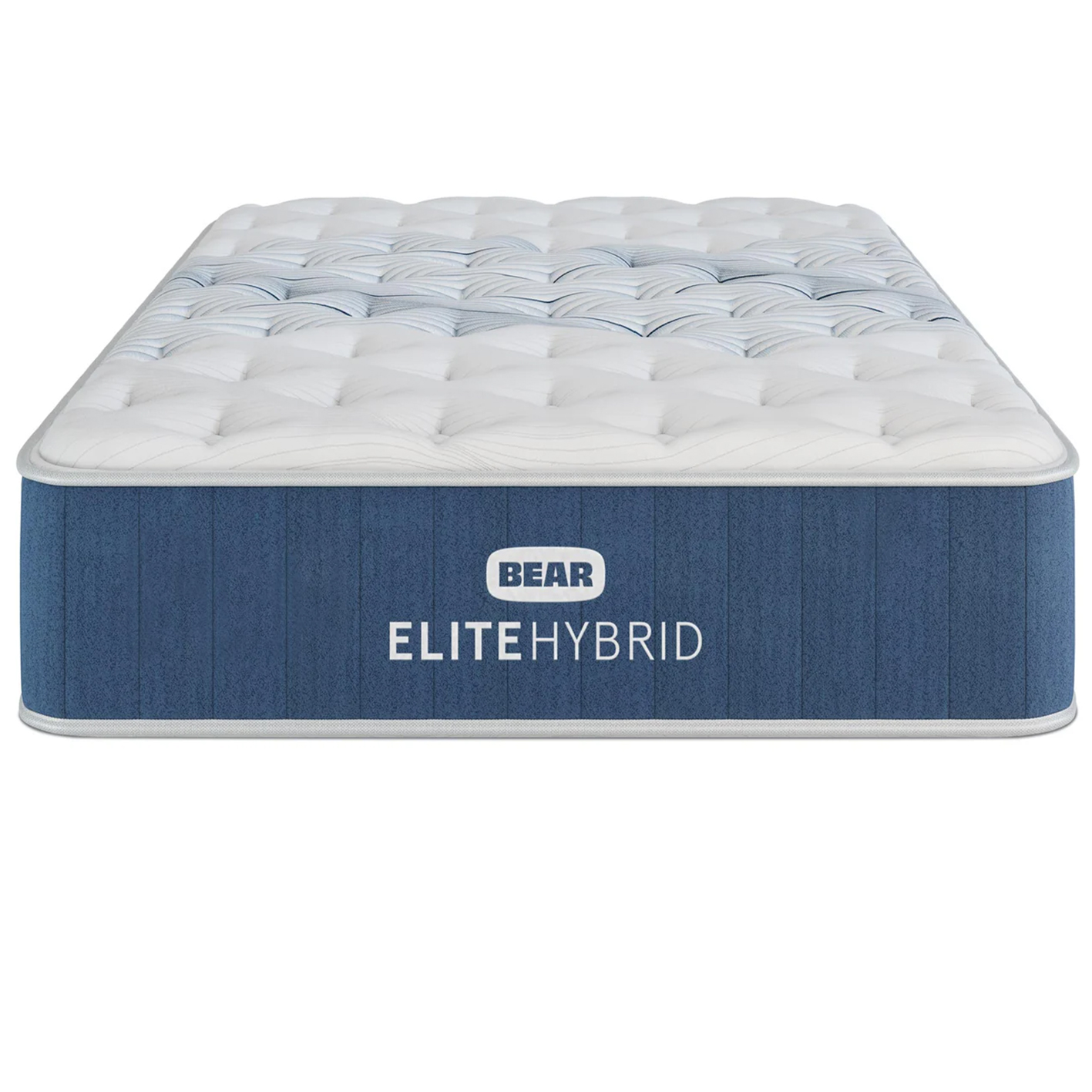 The white and blue Bear Elite Hybrid cooling mattress on a white background