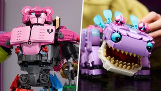 Lego Mecha Team Leader and Klombo divided by a white line