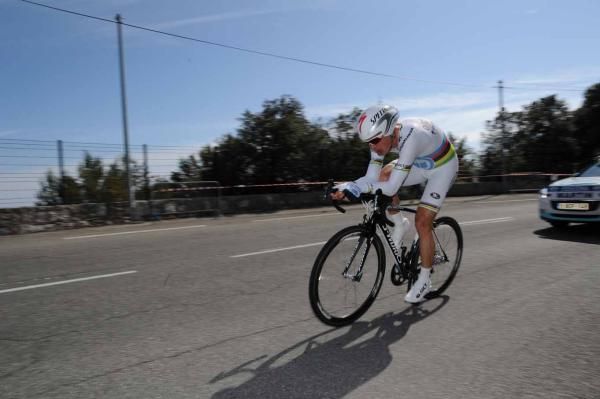 World time trial champion Tony Martin (Omega Pharma-QuickStep) on the Col d'Eze.