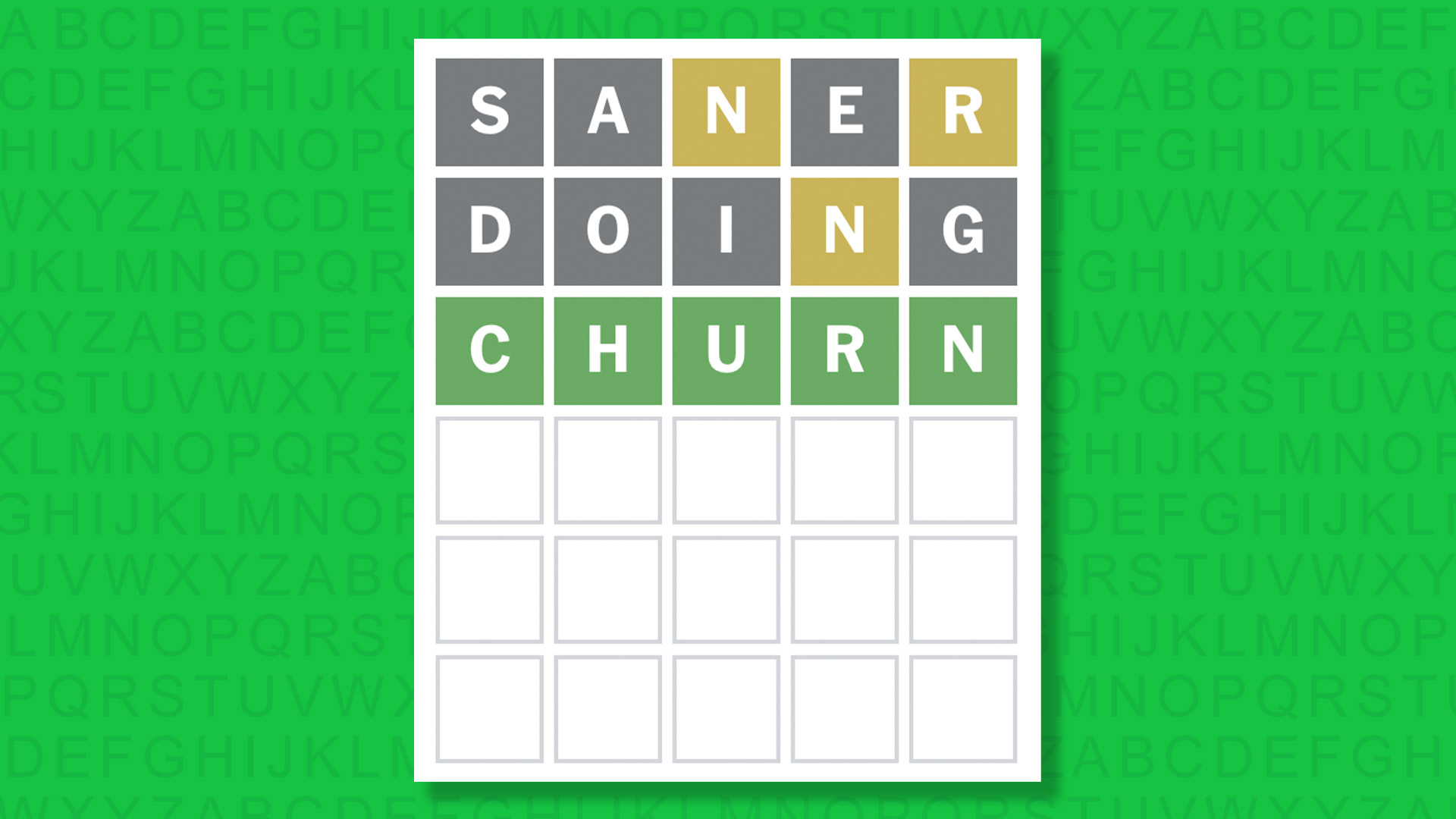 NYT Wordle answer for game 1856 on a green background