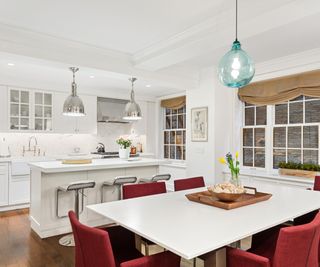 kitchen and dining area in Amanda Seyfried's home