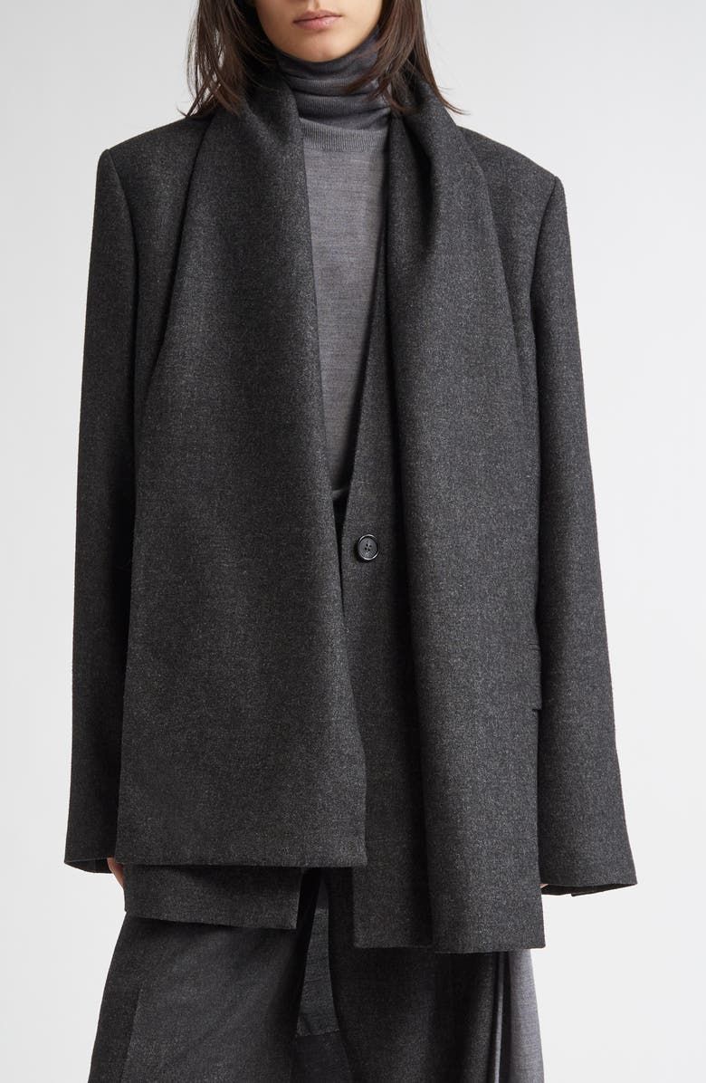 Mélange Flannel Scarf Blazer