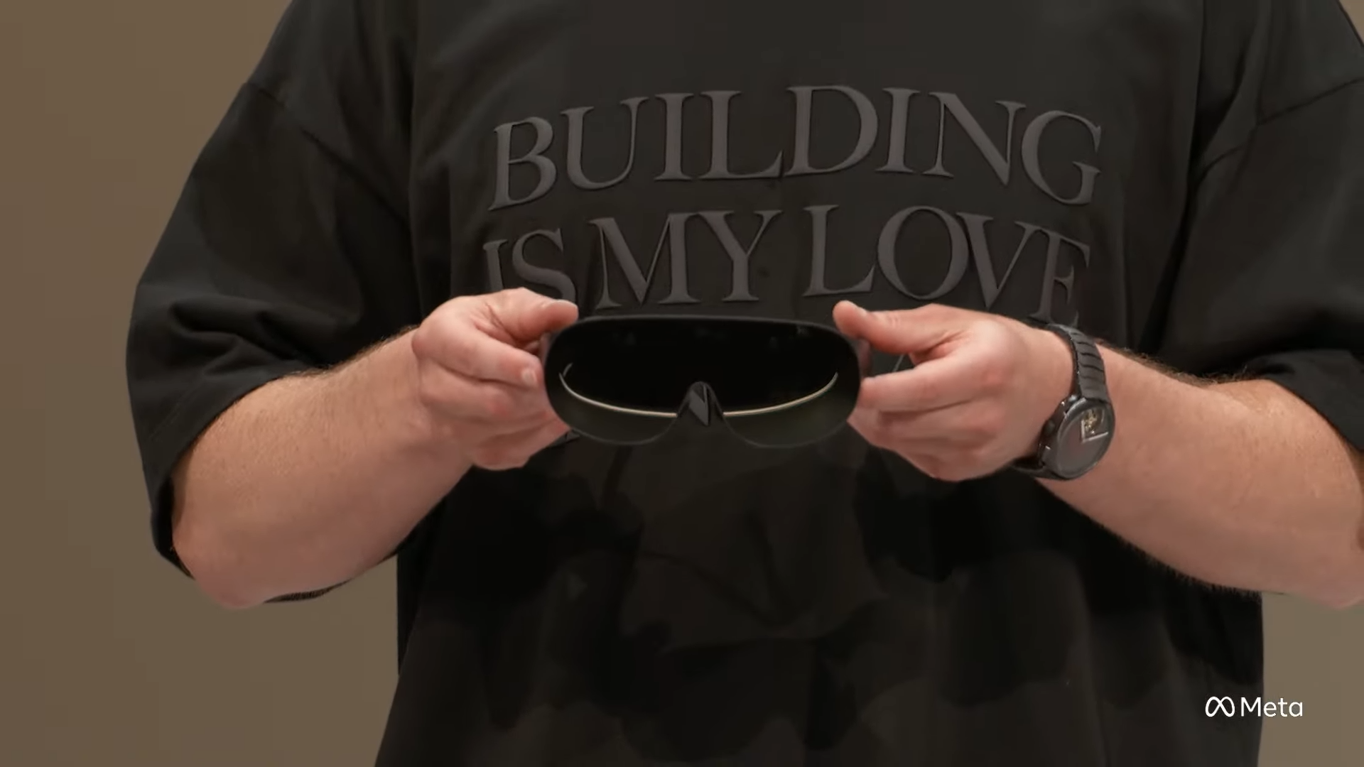 Meta VR glasses in hand closeup