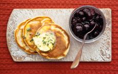 Drop scone pancakes with blueberries and thyme butter