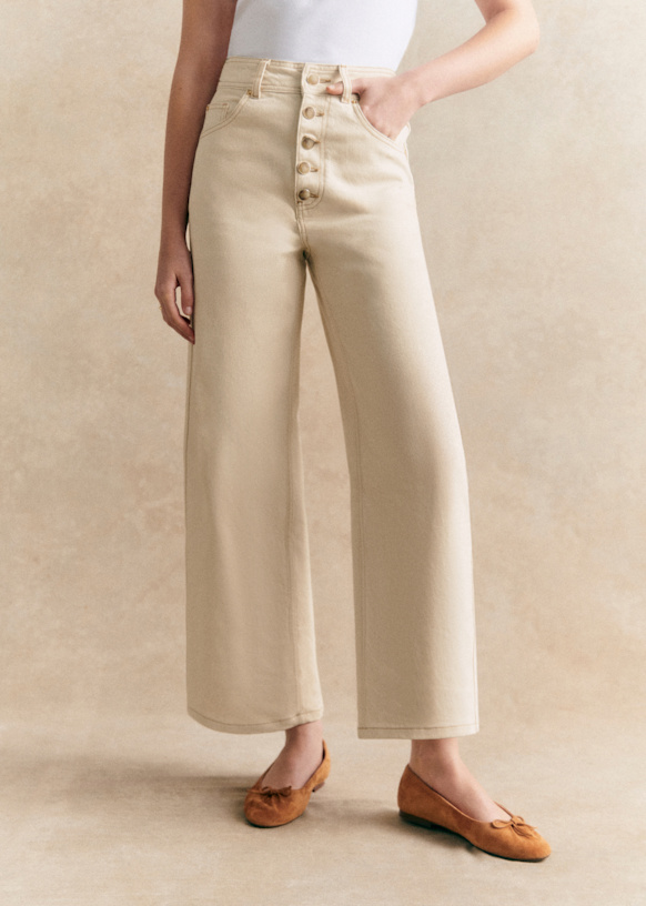 Le Crop Buttoned - Mottled Ecru - Organic Cotton - Organic Textile - Sézane