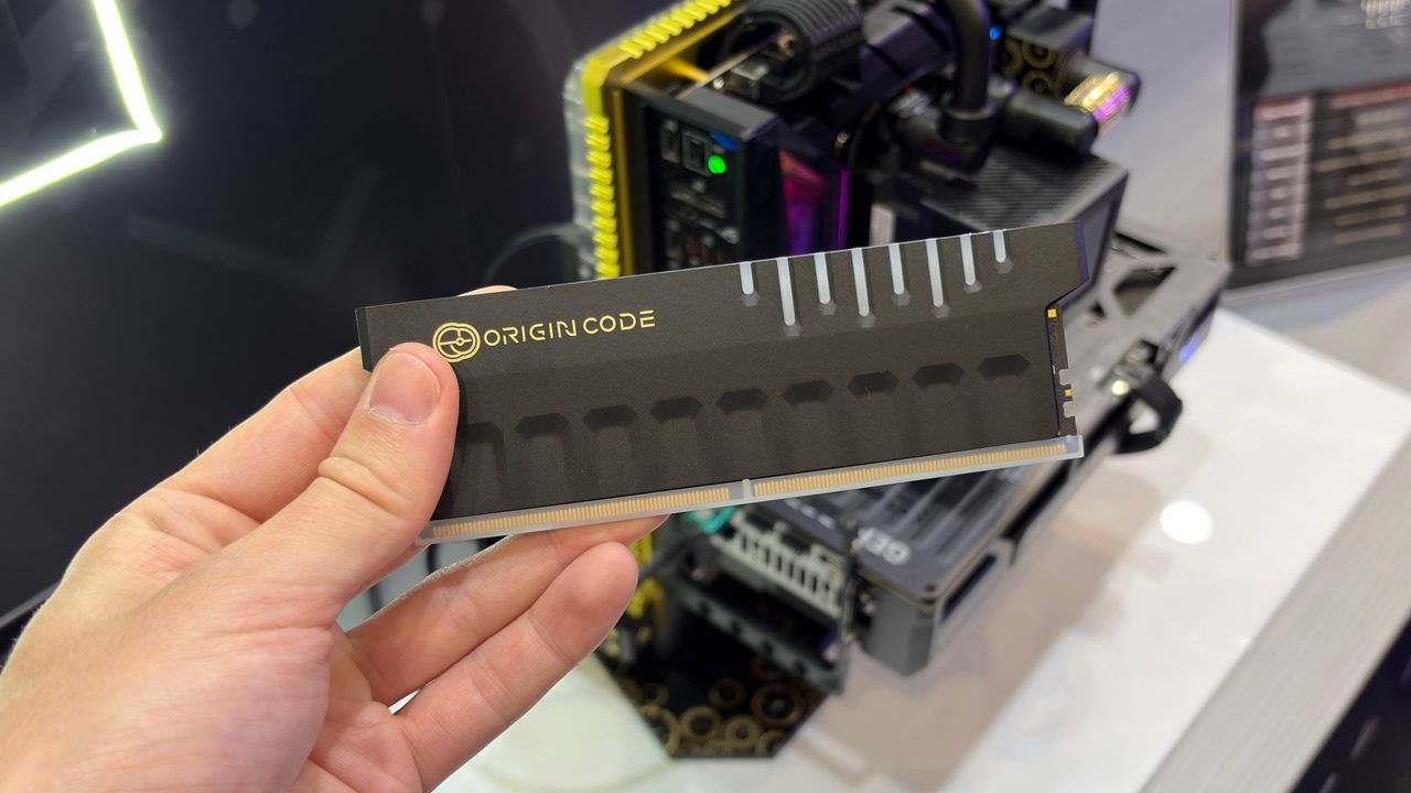 A photo of Biwin's Origin Code brand of DDR5 memory kits, as displayed at Computex 2026
