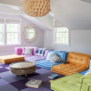 seating room with colourful sofa