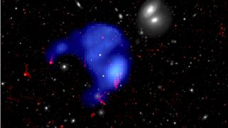 A mysterious cloud of gas drifting in a distant galaxy cluster captured by the European Space Agency telescope XMM Newton.