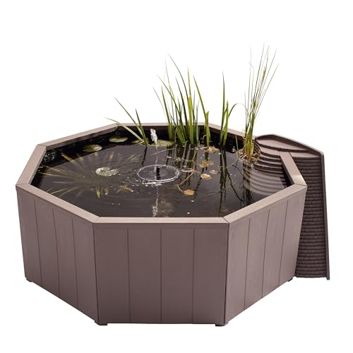 Blagdon Liberty No Dig Nature Pool, Raised Pond for Garden or Patio, Click Fit Easy Construction, With Floating Solar Fountain Pump, Bird Landing Platform, Wildlife Access Ladder and Planting Pocket