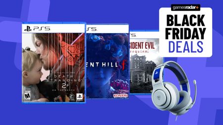 PS5 games on a blue background with a Turtle Beach headset and a Black Friday deals badge