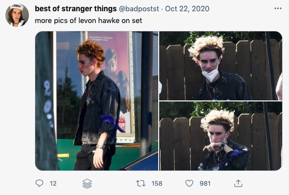 Levon Hawke on set of Stranger Things season 4