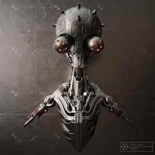 Rendered 3D robot head