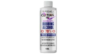 Cutting Edge Rubbing Alcohol on white background 