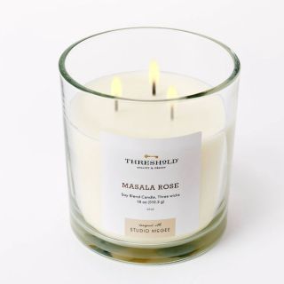 Clear Glass Masala Rose Candle