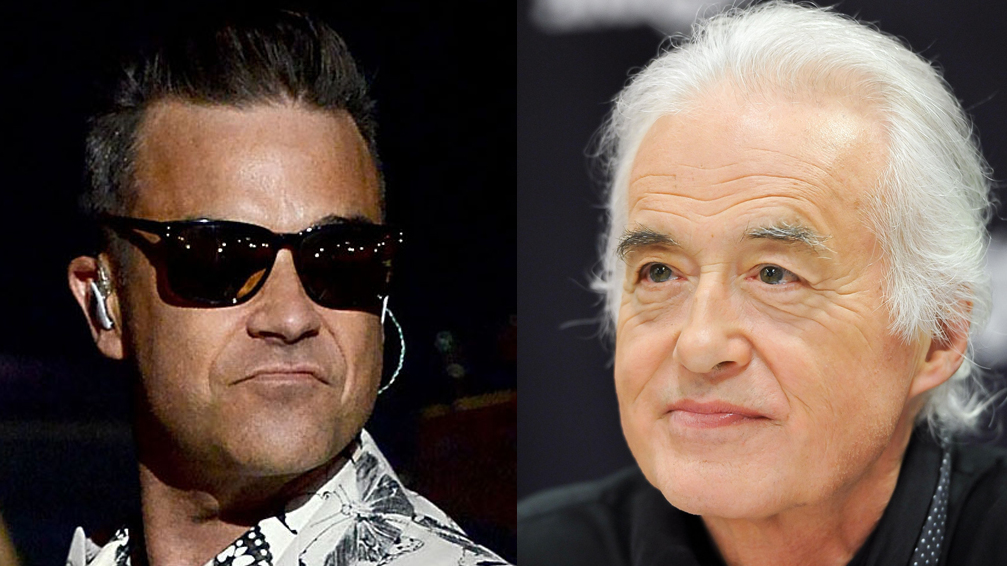 A picture of Robbie Williams and Jimmy Page