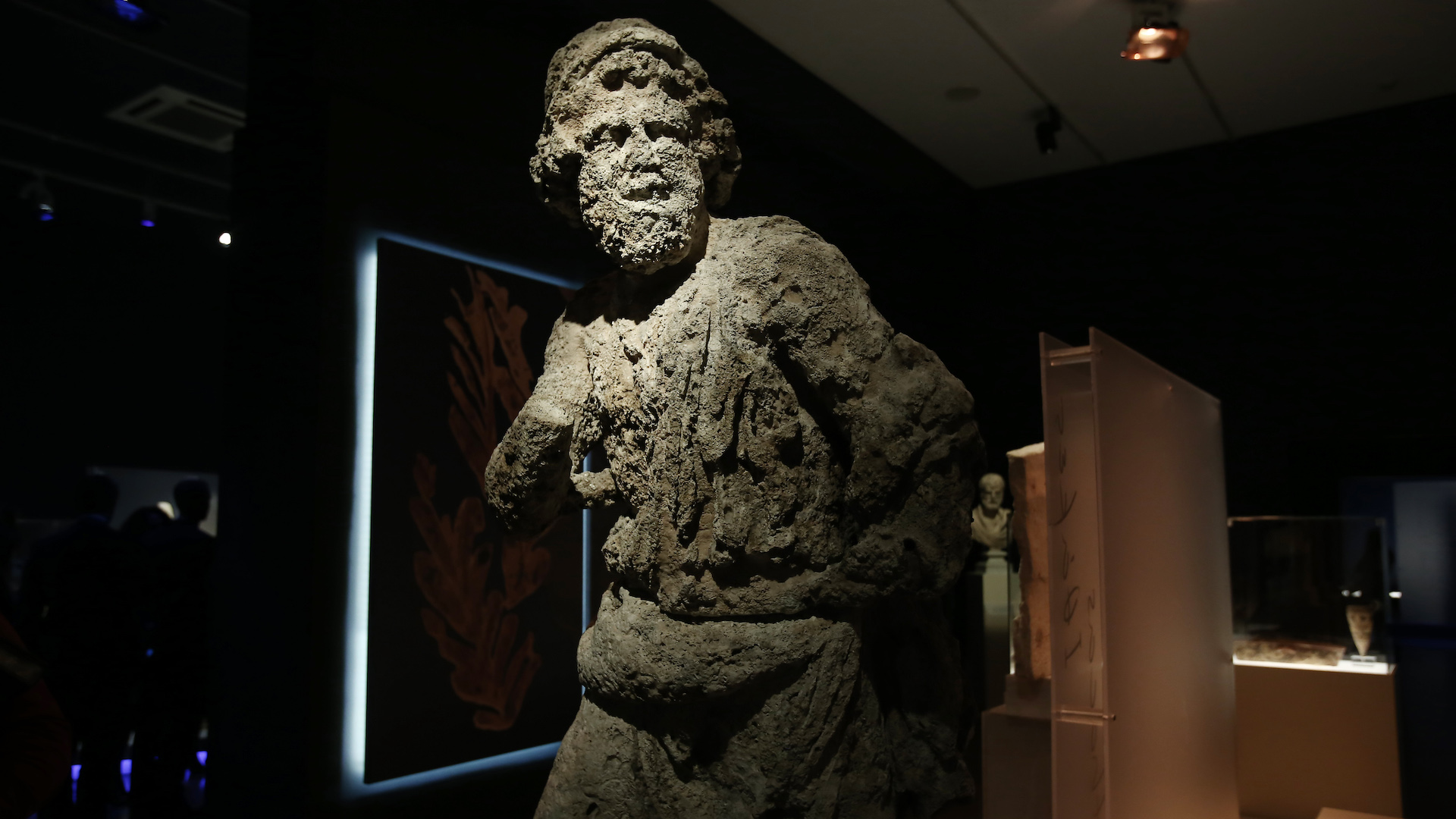 A photo of a marble statue of Odysseus from the shipwreck