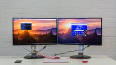 Monitors plugged into the new Raspberry Pi 4