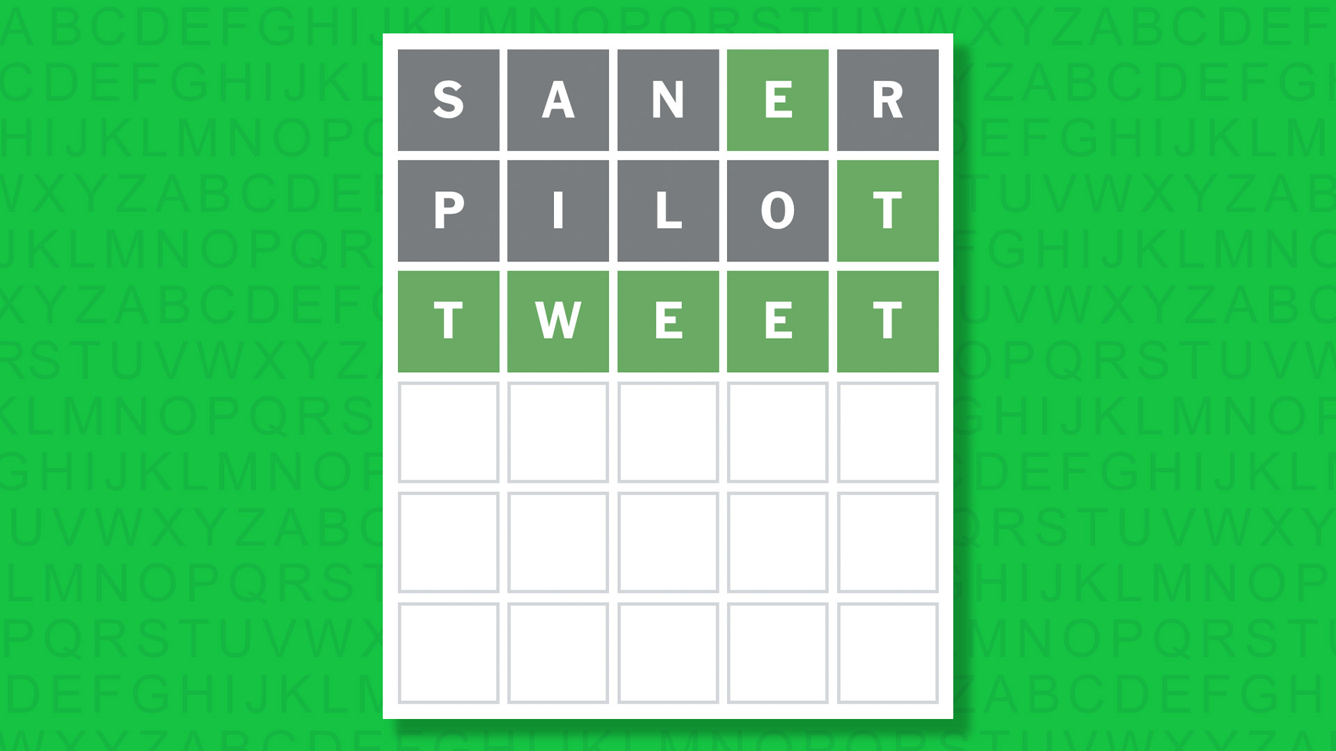 NYT Wordle answer for game 1769 on a green background