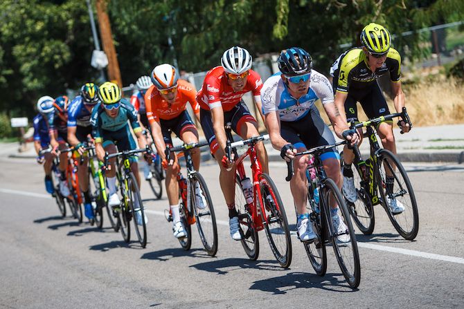 The day's breakaway group goes up the road on stage 3 of the 2018 Tour of Utah