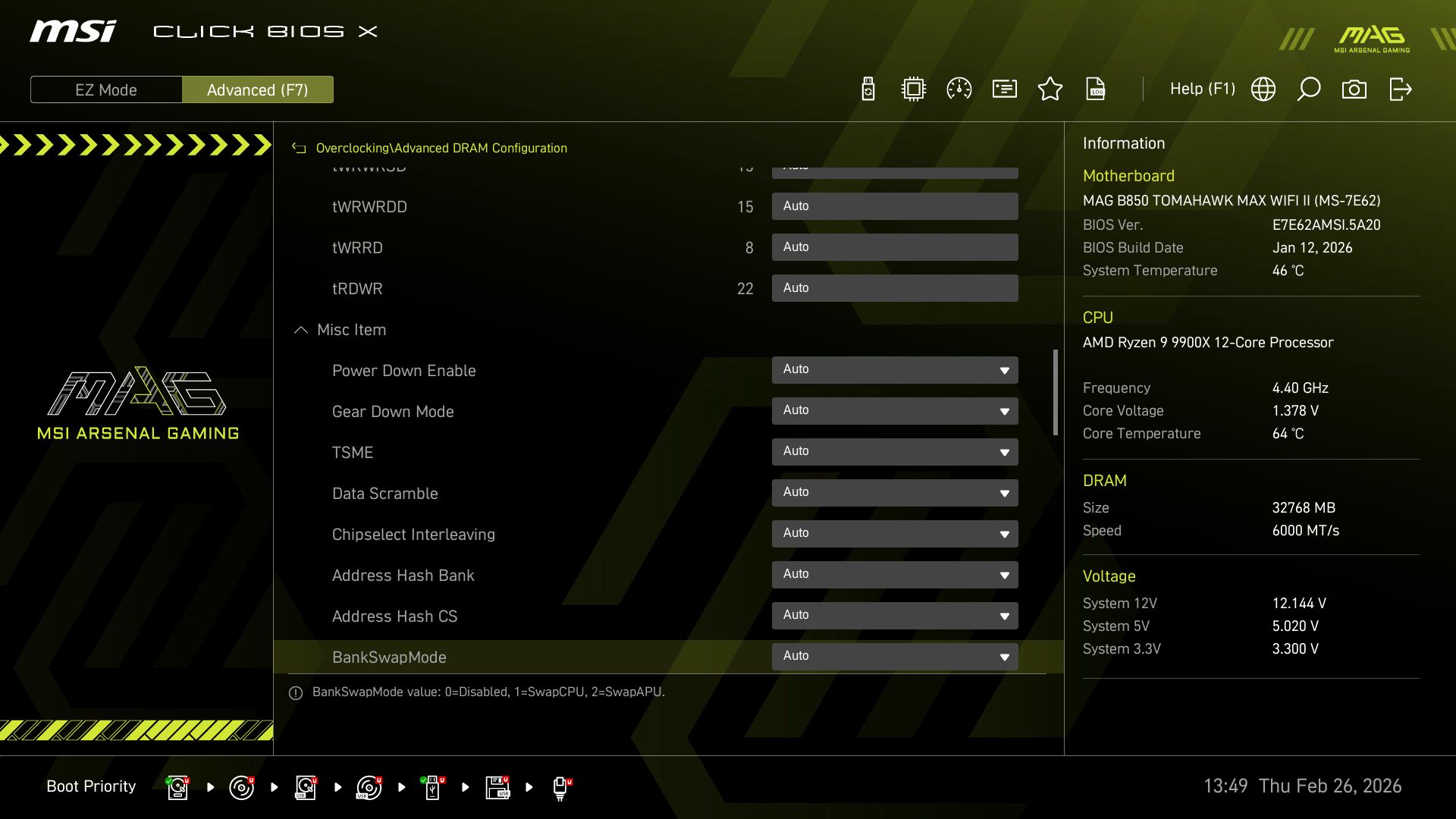 MSI MAG B850 Tomahawk Max Wifi II - BIOS