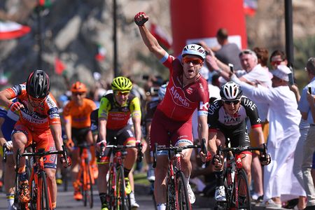 Alexander Kristoff celebrates his sprint victory