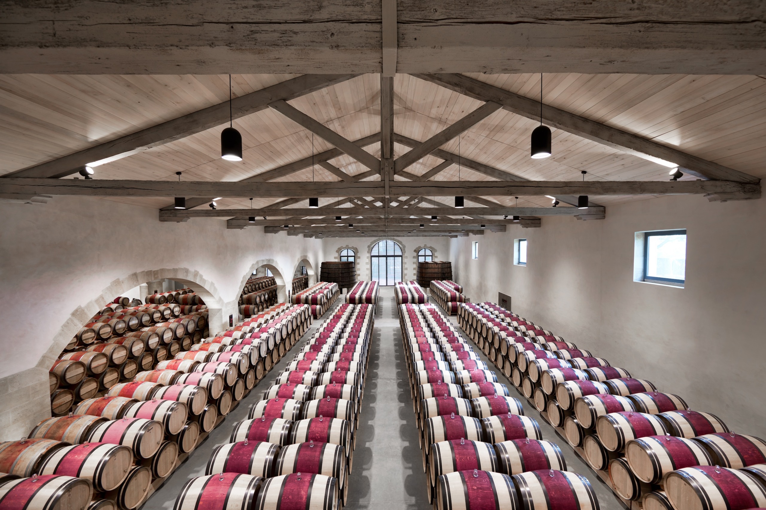 barrel room at Ch&amp;acirc;teau Calon S&amp;eacute;gur