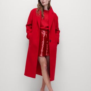 M&S Single Breasted Longline Tailored Coat With Wool